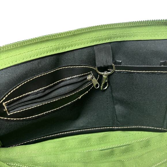 Green BAM bag original zipper purse 15 inch green flat bottom Tote travel modern - Picture 8 of 9